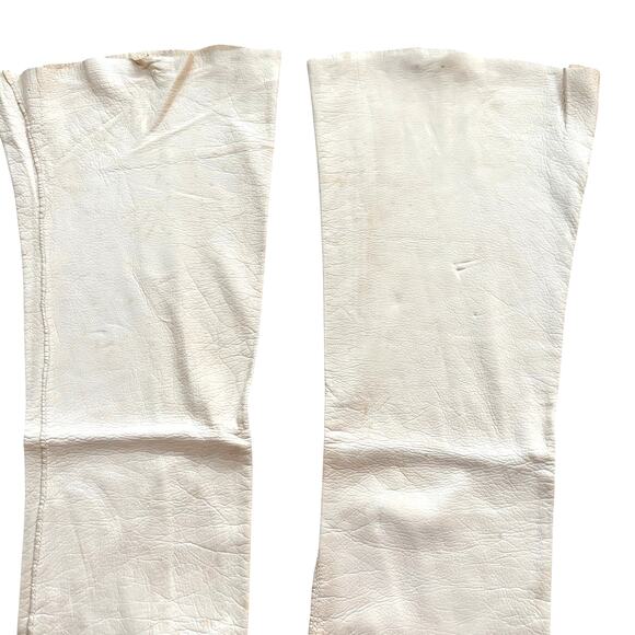 Hochschild Kohn Made in France White Gloves kid leather elbow length opera FLAWS - Picture 3 of 7